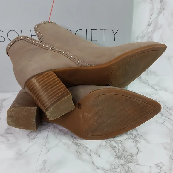 Sole Society Dalphine Leather Boots Color Porcini Size 8 - Picture 5 of 12